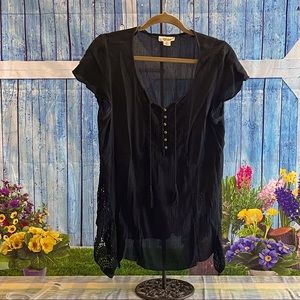 Style & Co flowy black tunic blouse